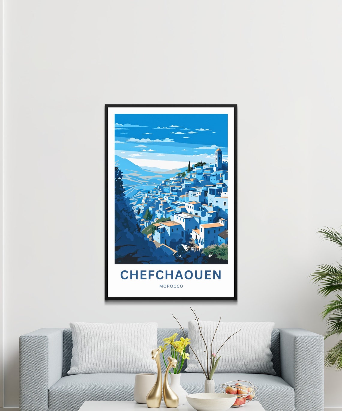 Chefchaouen Travel Print Chefchaouen Poster Morocco Wall Art Framed Present Gift Morocco Present - Image 3