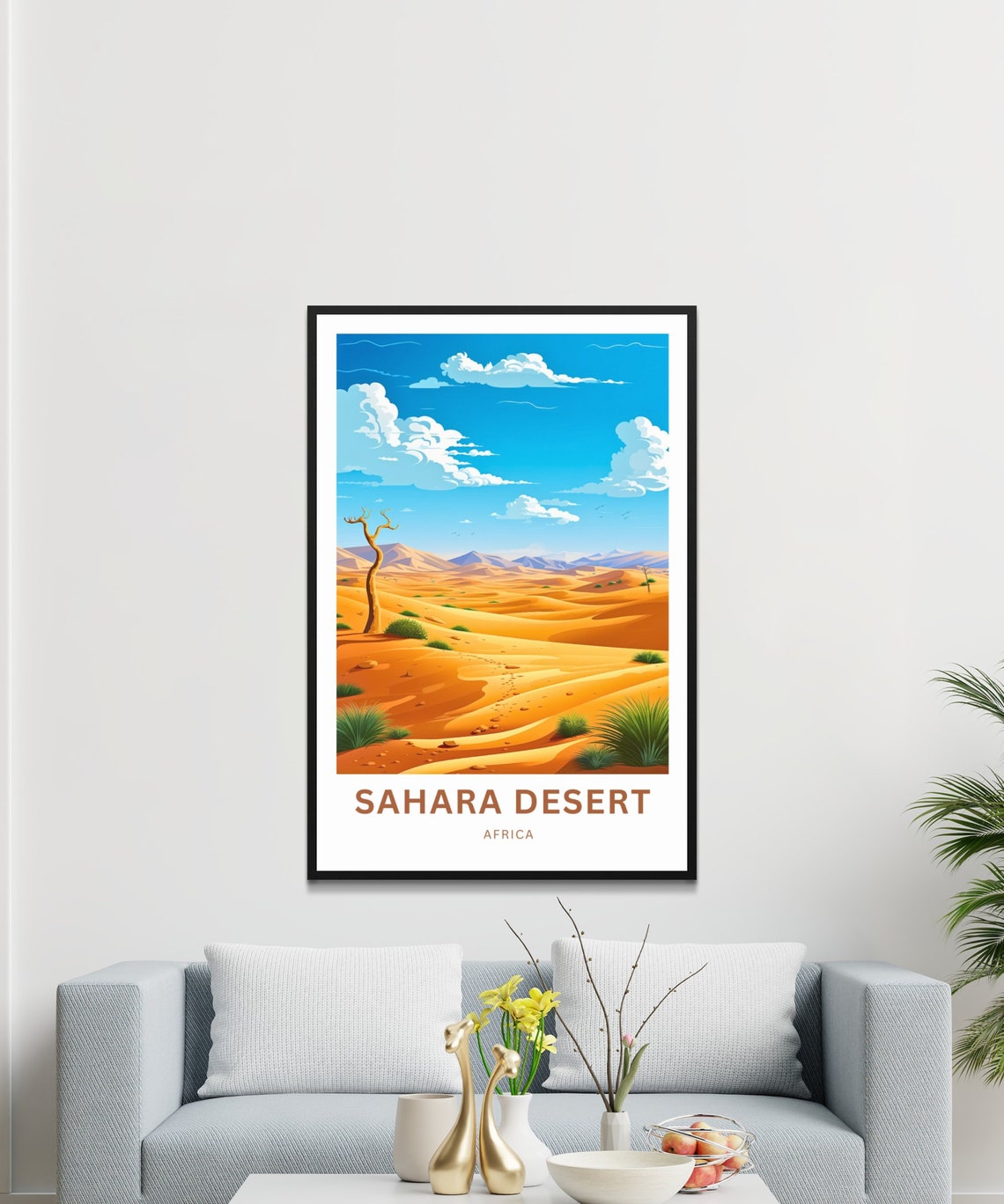 Sahara Desert Africa Camel Caravan Personalized Custom Text Poster - Image 2