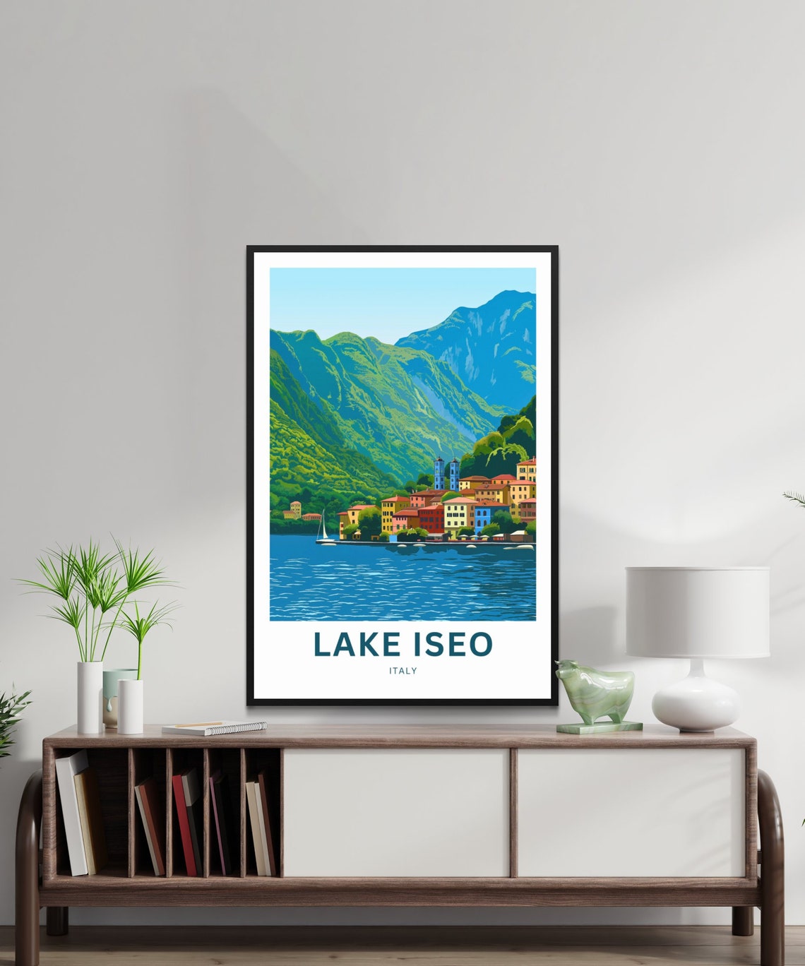 Personalized Lake Iseo Italy Lakeside Village Custom Text Poster - Image 2