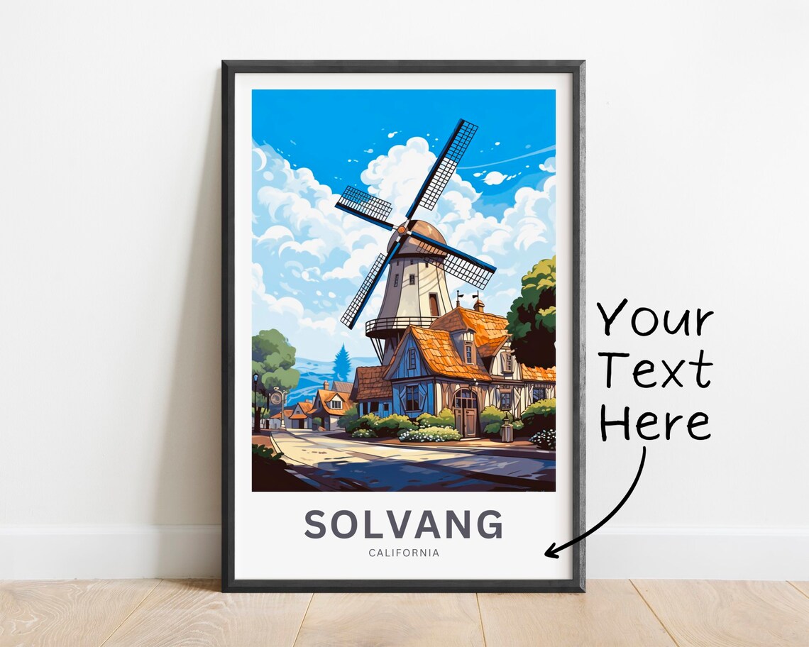 Personalized Solvang Travel Print, California Poster