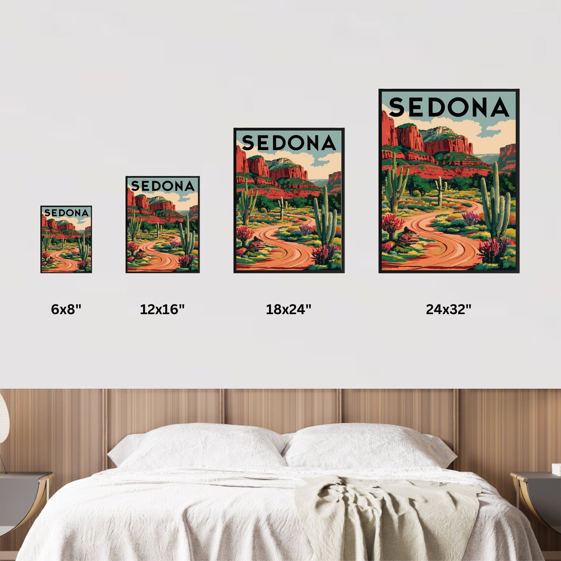 Sedona Arizona Desert Trail Saguaro Cacti Vintage Travel Poster - Image 2