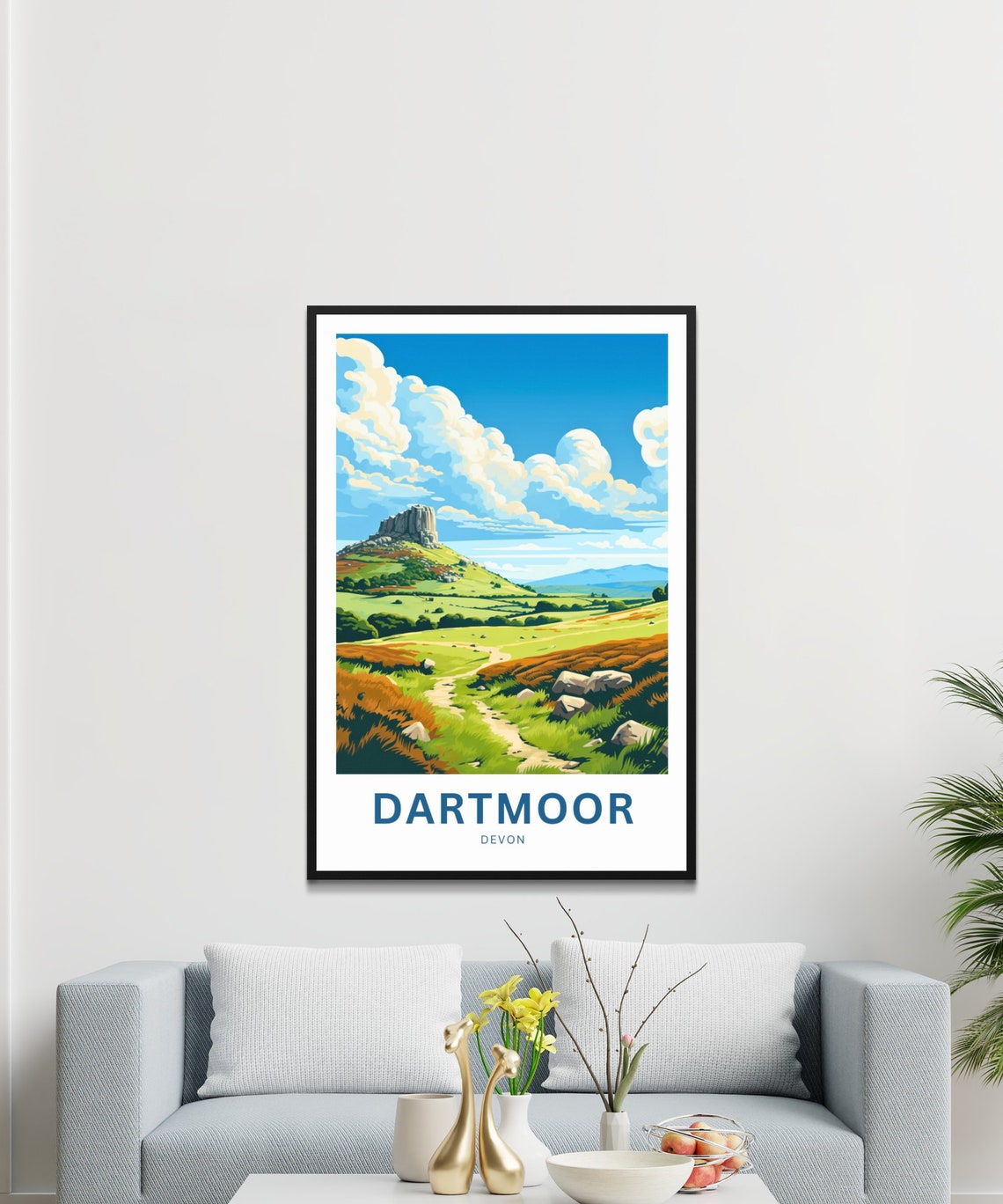 Personalized Dartmoor Devon Rocky Tor Moorland Travel Poster - Image 3