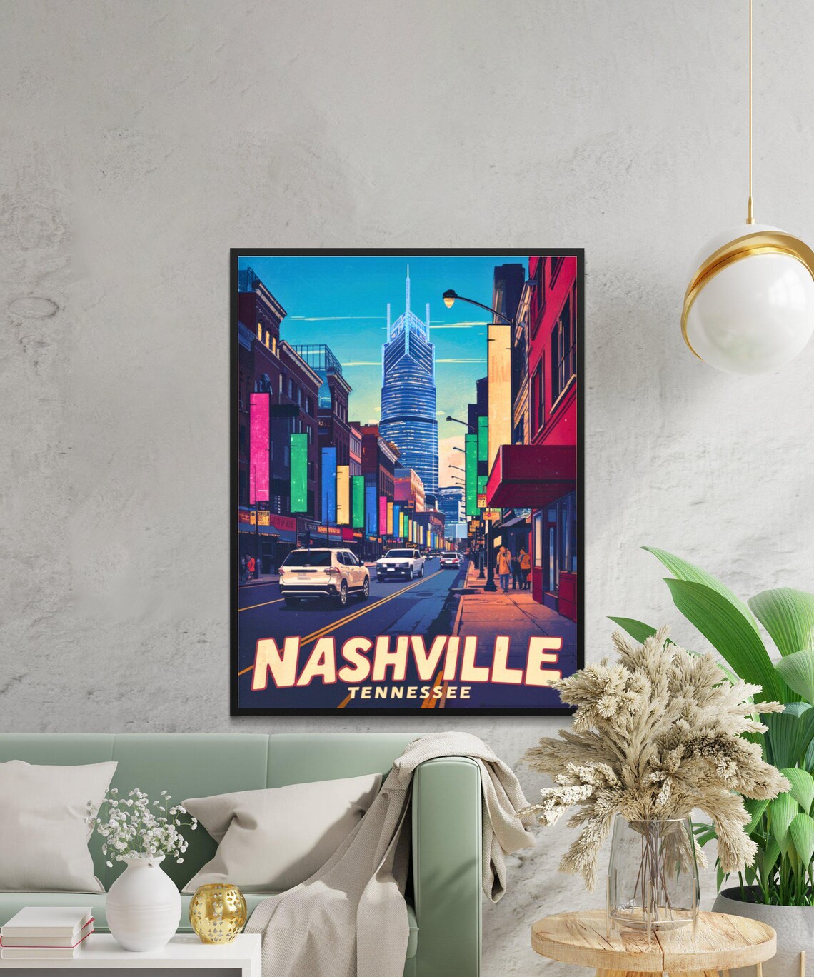Nashville Tennessee Broadway Street Vintage Style Travel Poster - Image 3