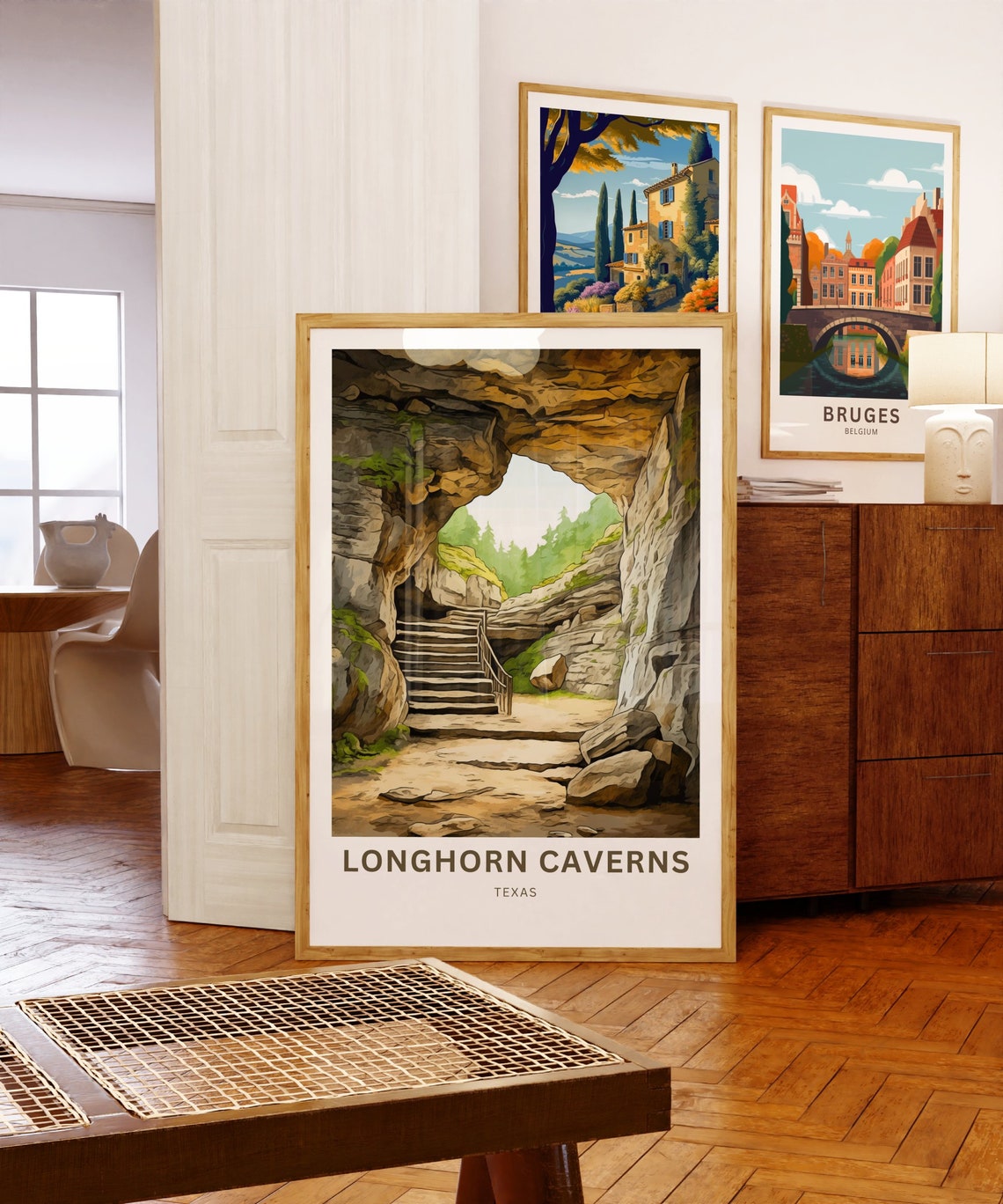 Personalized Longhorn Caverns Texas Cave Entrance Stairs Poster - Image 5