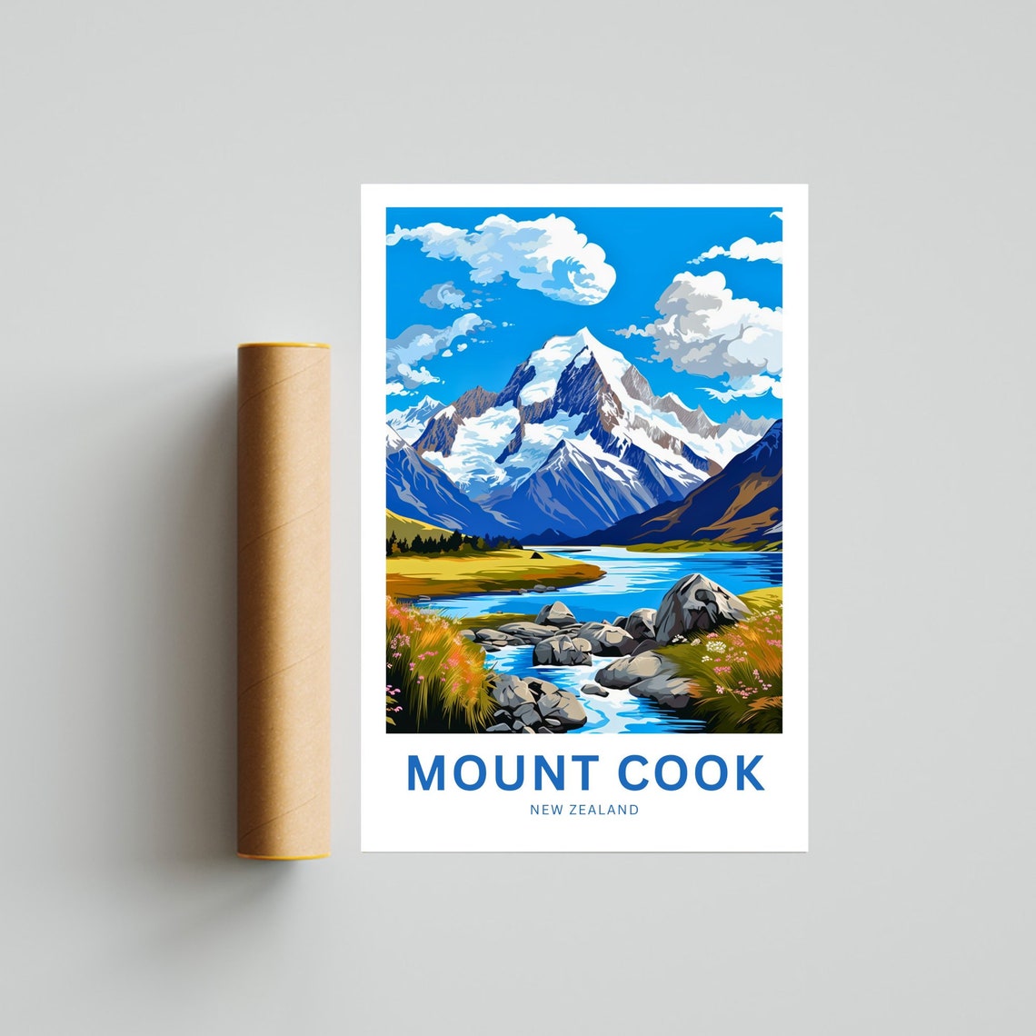 Mount Cook New Zealand Glacier River Valley Personalized Poster - Image 4