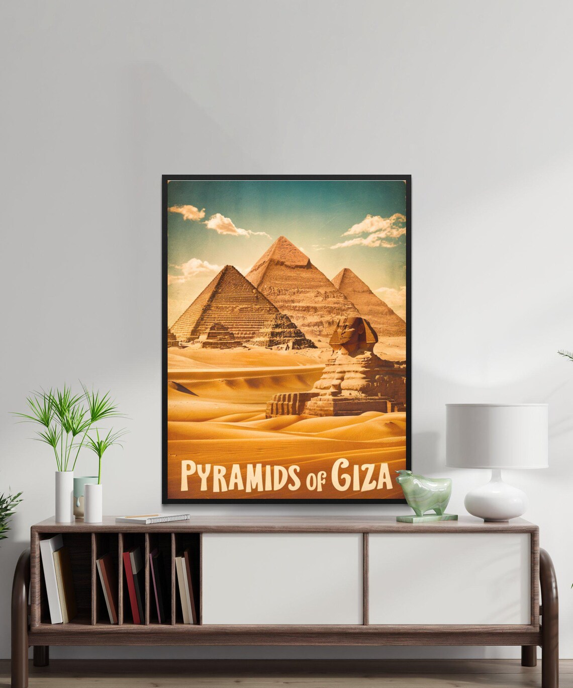 Pyramids of Giza Vintage Travel Poster Sphinx Egypt Desert Art - Image 3
