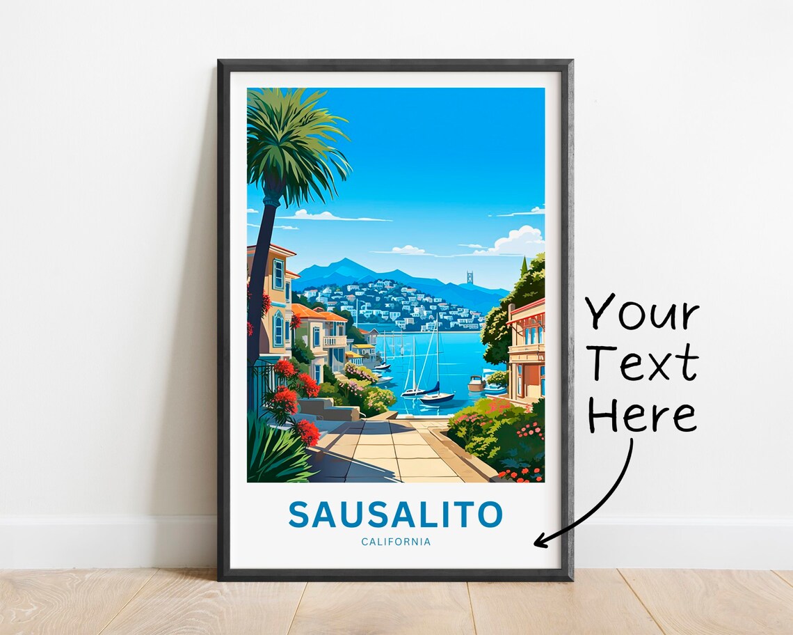 Sausalito California Waterfront Palm Promenade Personalized Poster