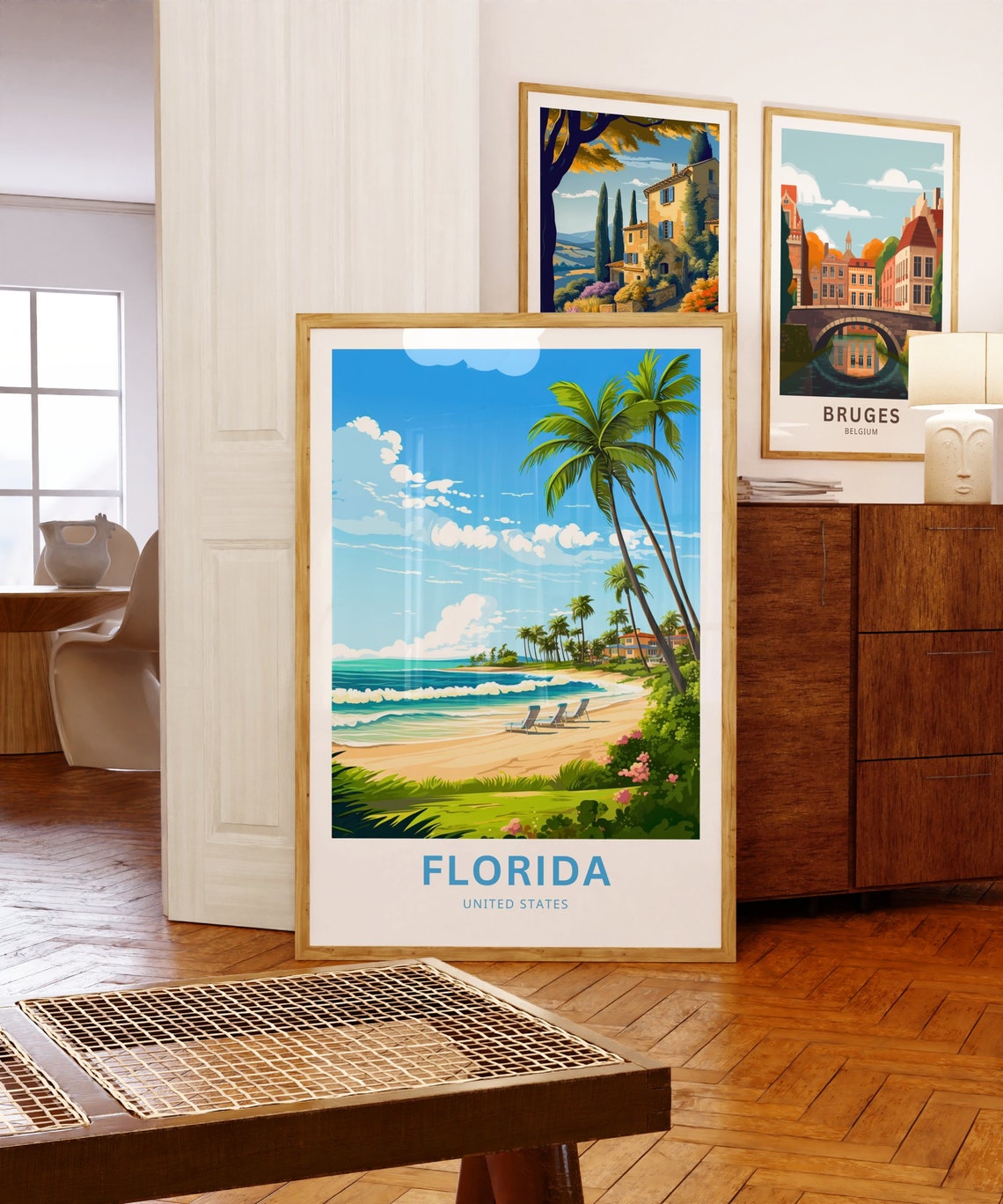 Florida Beach Palm Loungers Tropical Personalized Travel Poster - Image 5
