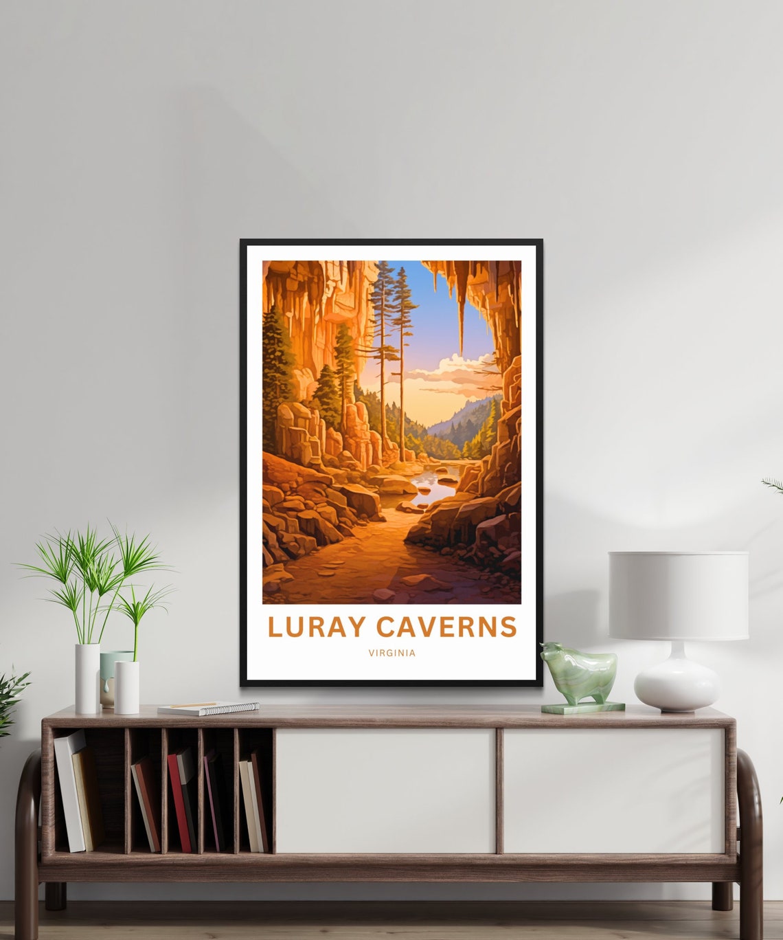 Luray Caverns Virginia Cave Rocks Custom Text Travel Art Poster - Image 2