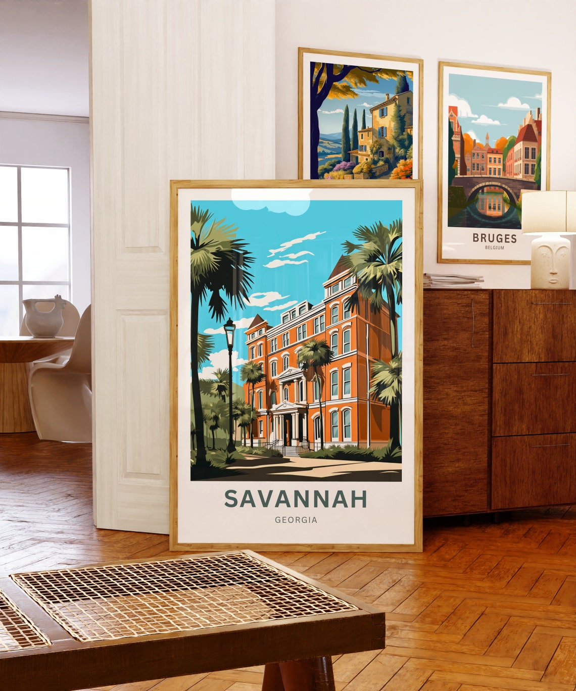 Personalized Savannah Georgia Historic Building Palms Poster - Image 5