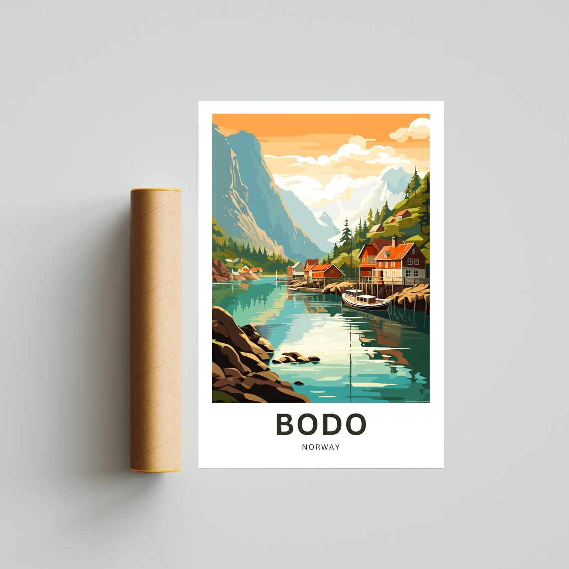Bodo Norway Fishing Village Fjord Personalized Travel Poster - Image 4