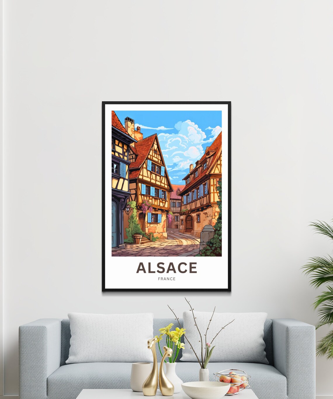 Personalized Alsace France Half Timbered Village Retro Street Poster - Image 3