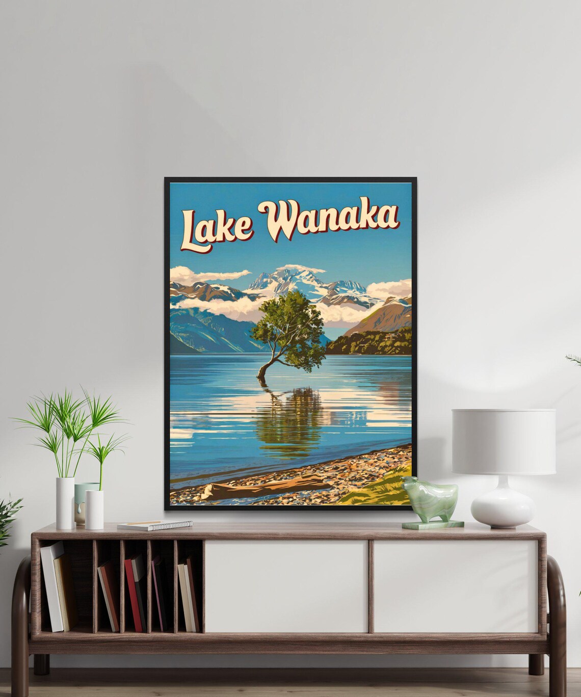 Lake Wanaka Willow Tree Alpine Lake Vintage New Zealand Poster - Image 4