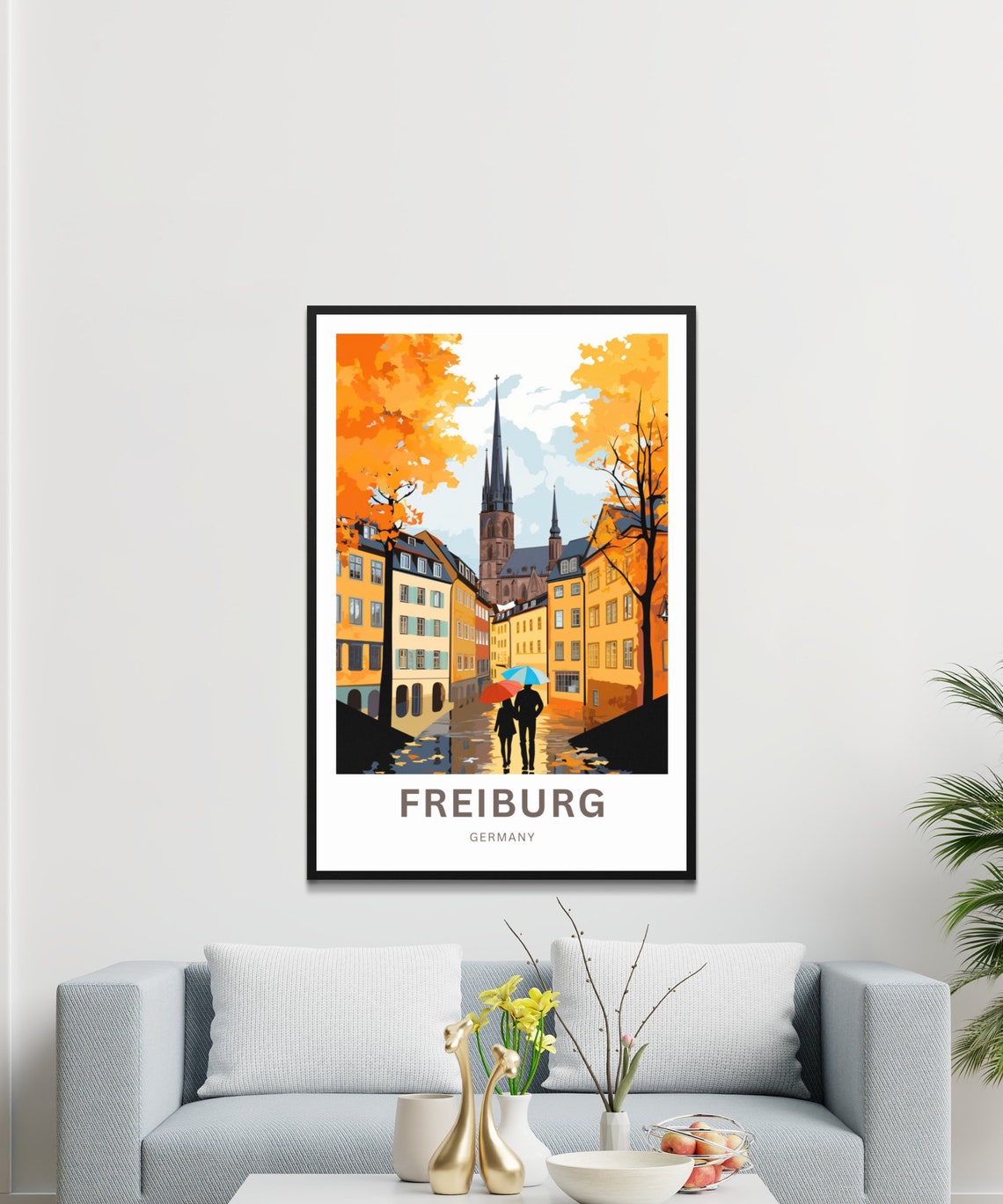 Personalized Freiburg Germany Old Town Vintage Travel Poster Gift - Image 3