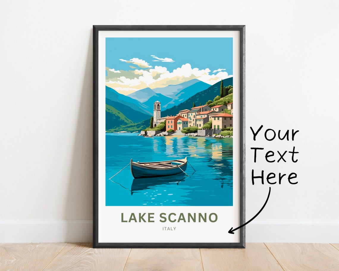 Lake Scanno Lakeside Village Turquoise Lake Italy Travel Poster