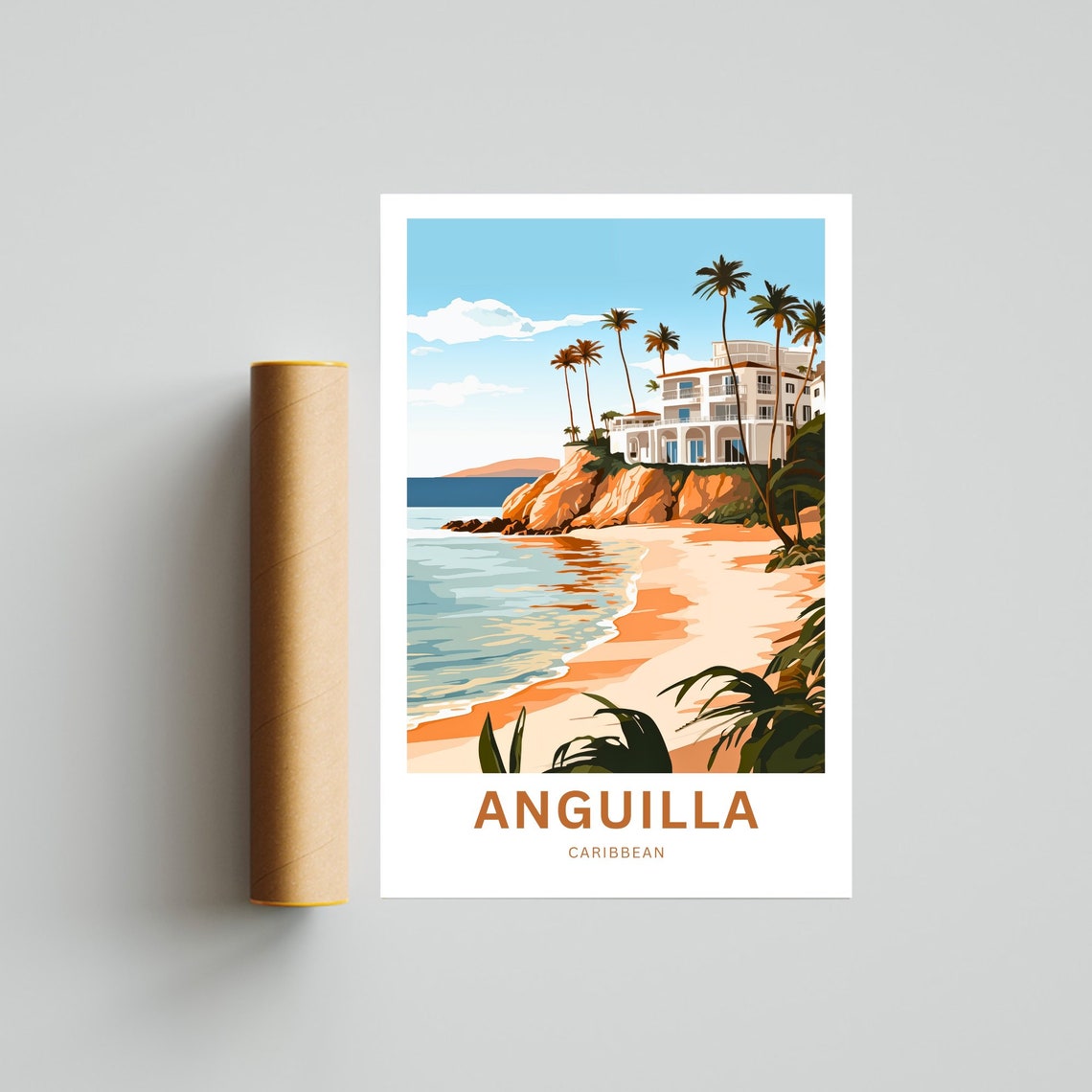 Anguilla Travel Print Anguilla Poster Caribbean Wall Art Framed Present Gift Caribbean Present - Image 4