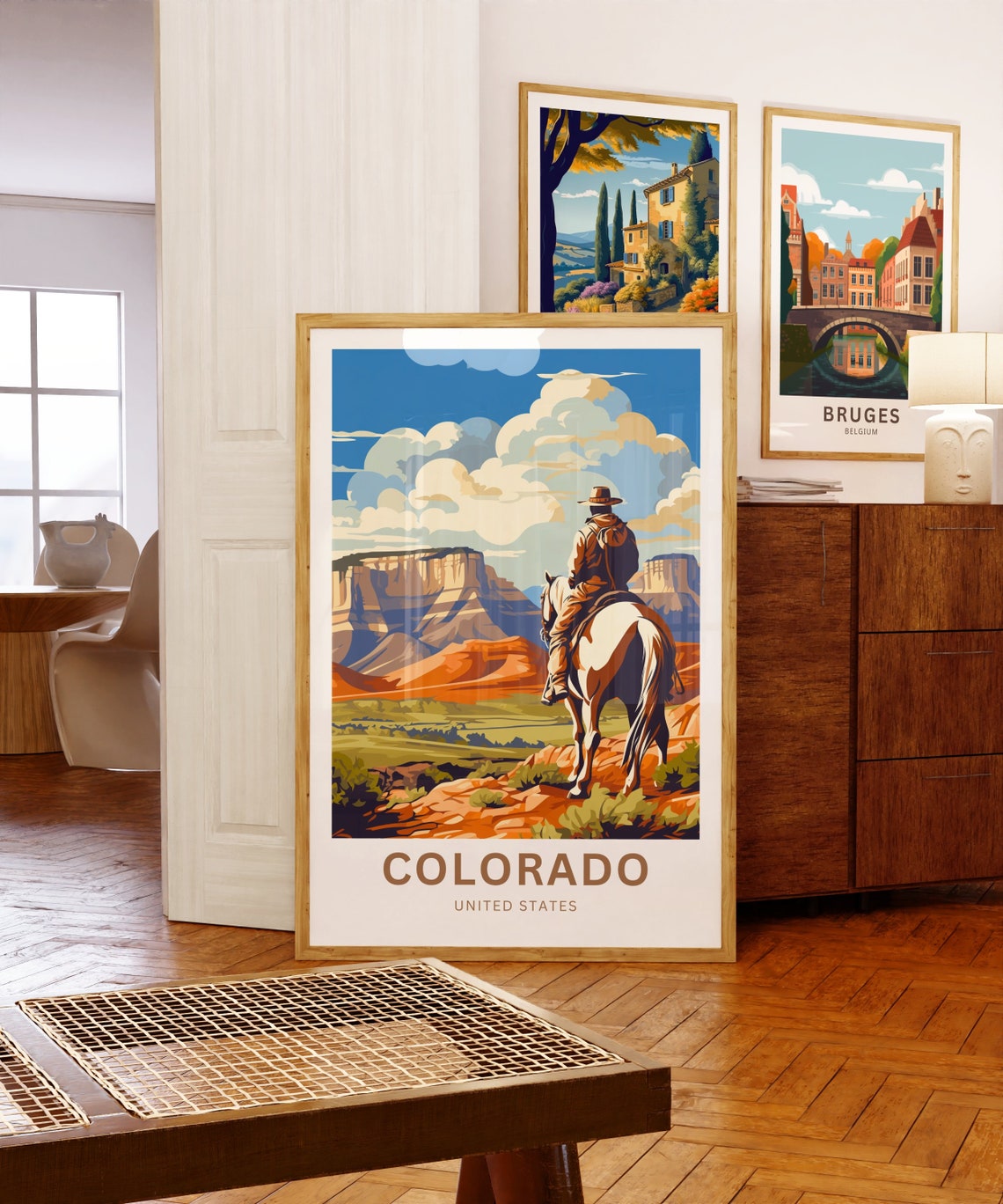 Personalized Colorado Cowboy Horseback Mesa Overlook Travel Poster - Image 5