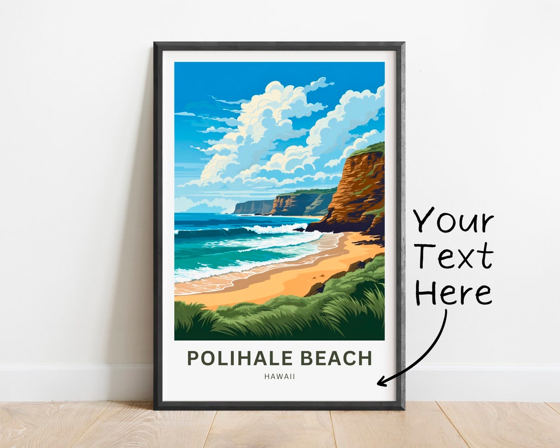 Polihale Beach Hawaii Personalized Coastal Cliffs Travel Poster