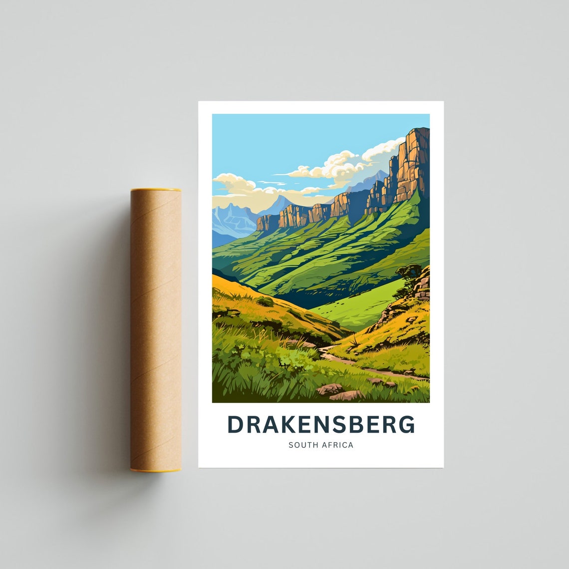 Drakensberg South Africa Emerald Ridges Orange Cliffs Scenic Poster - Image 4
