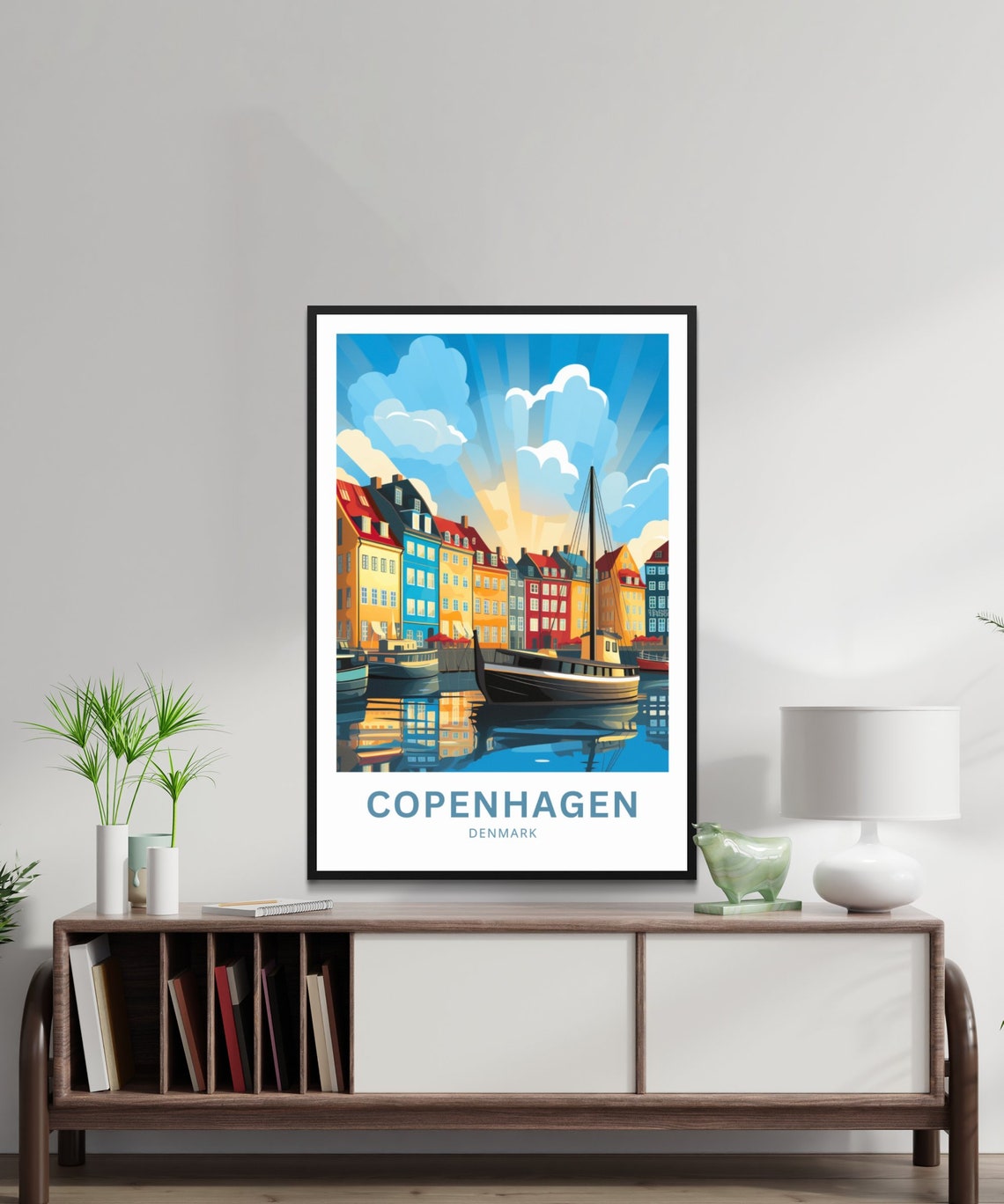 Copenhagen Denmark Nyhavn Harbor Sunshine Waterfront Travel Poster - Image 2