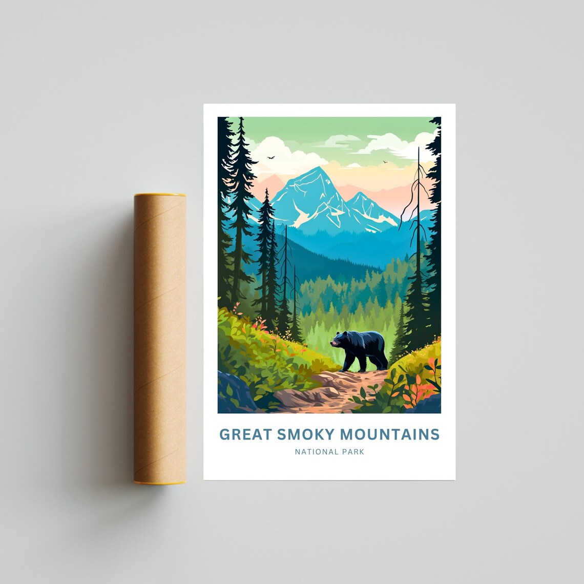 Great Smoky Mountains National Park Black Bear Travel Poster - Image 4
