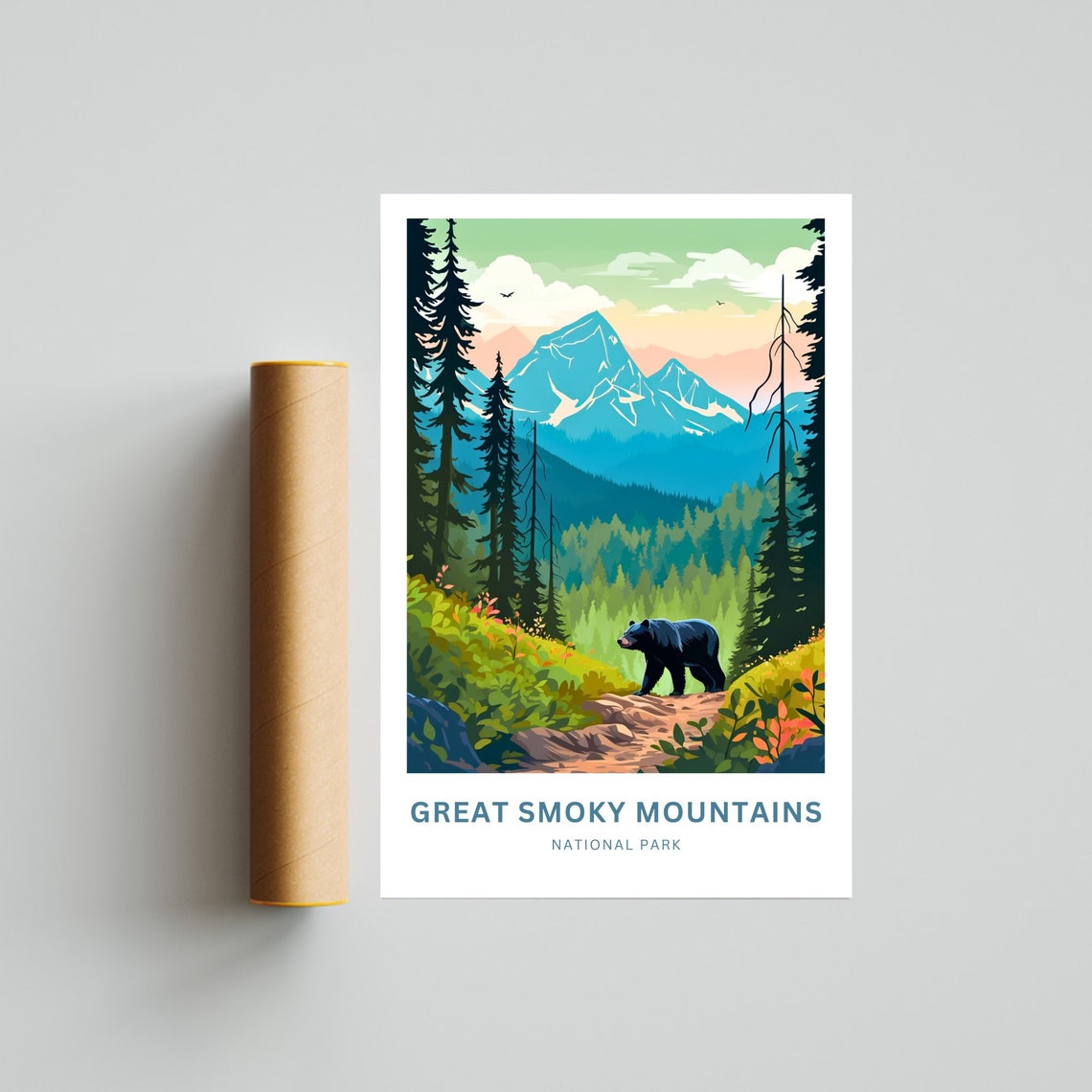 Personalized Great Smoky Mountains Bear Forest Trail Gift Poster - Image 4