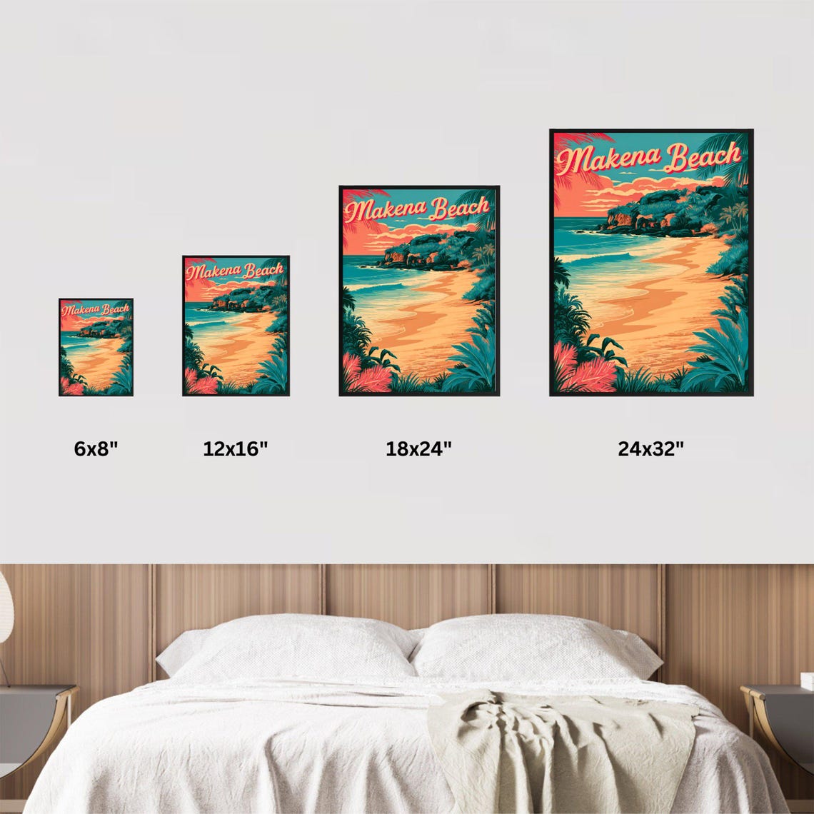 Makena Beach Hawaii Sunset Jungle Cove Tropical Travel Poster - Image 4