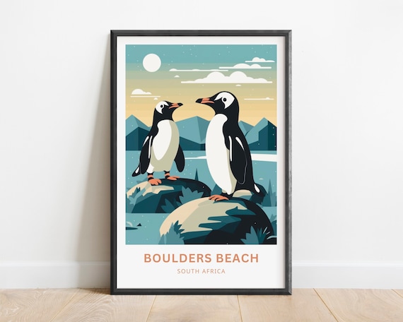 Boulders Beach Print Penguin Travel Art Cape Town South Africa