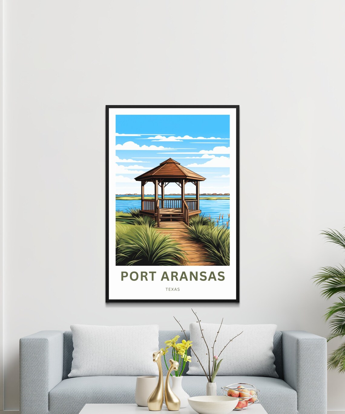Port Aransas Texas Waterfront Gazebo Boardwalk Travel Poster - Image 3
