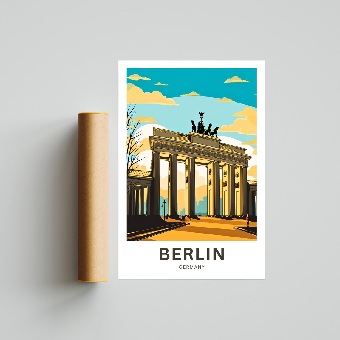 Personalized Berlin Brandenburg Gate Sunset Germany Travel Poster - Image 4