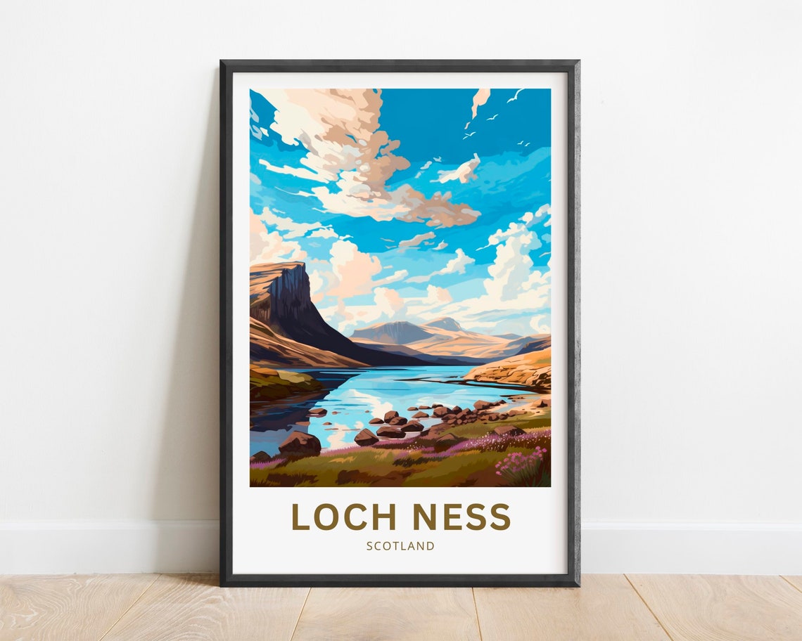 Loch Ness Misty Lake Scottish Highlands Scotland Travel Poster