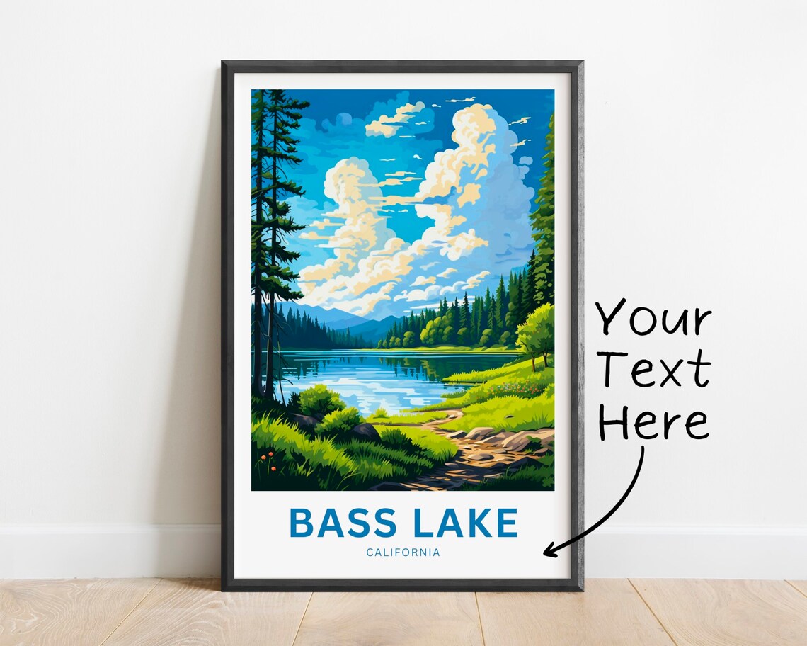 Personalized Bass Lake California Pine Lake Custom Travel Poster