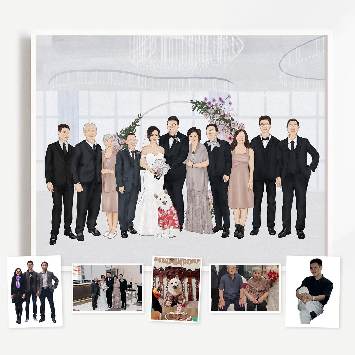 Watercolor Family Portrait Painting From Photo Add Deceased Loved One To Photo Add Person To Photo Custom Illustration - Image 4