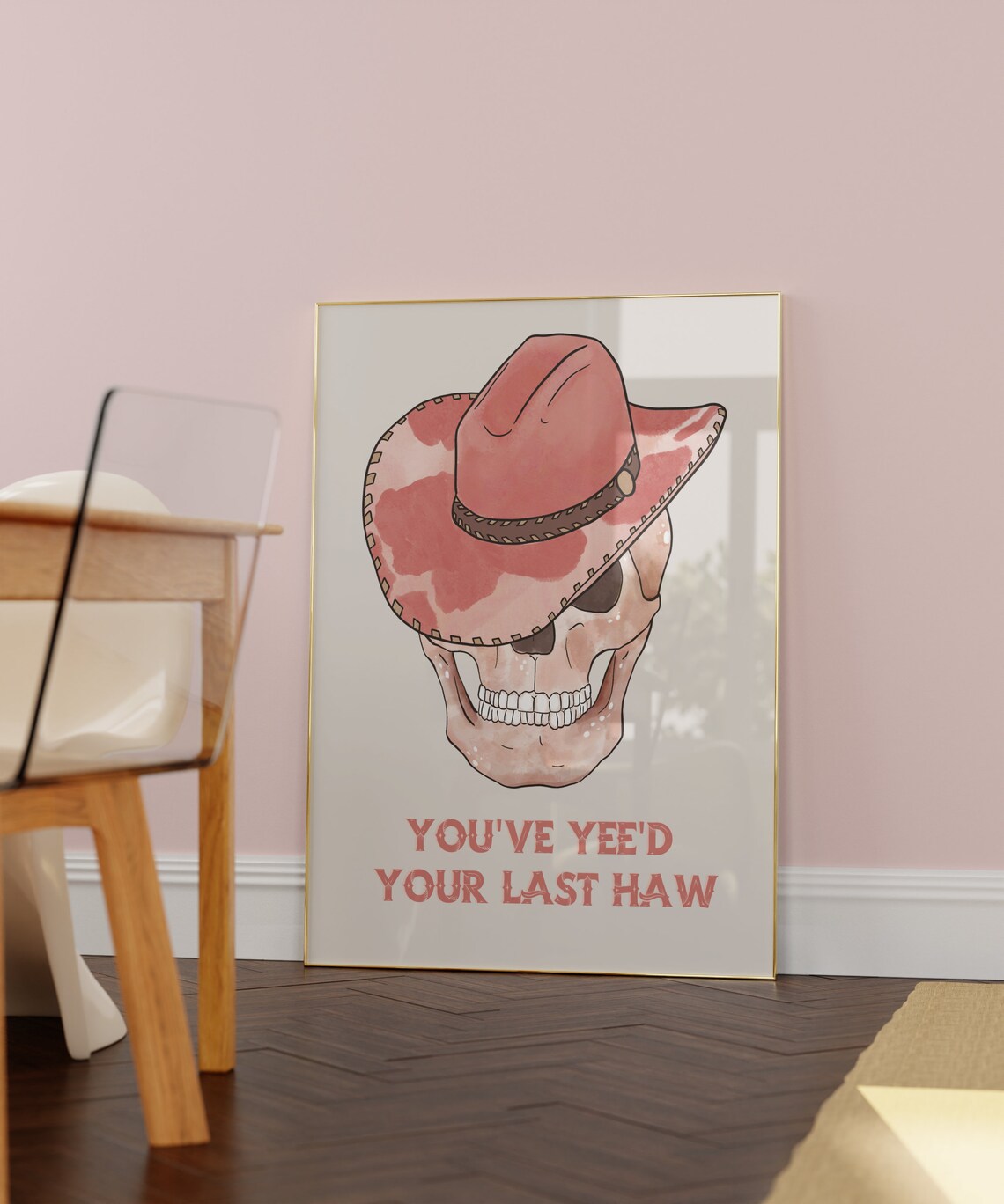 Youve Yeed Your Last Haw Red Hat Cowboy Skull Funny Western Poster - Image 2