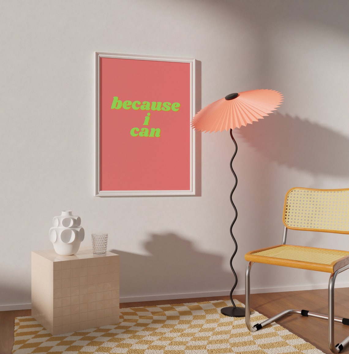 Because I Can Inspirational Quotes Funny Wall Art Prints Preppy Pink Prints Typography Print Y2k Aesthetic Minimalist Wall Art - Image 2