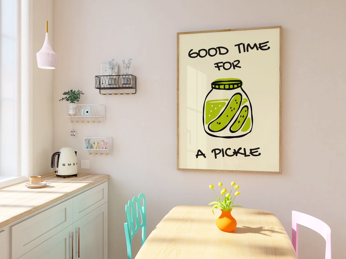 Good Time For A Pickle Funny Kitchen Food Illustration Poster - Image 3