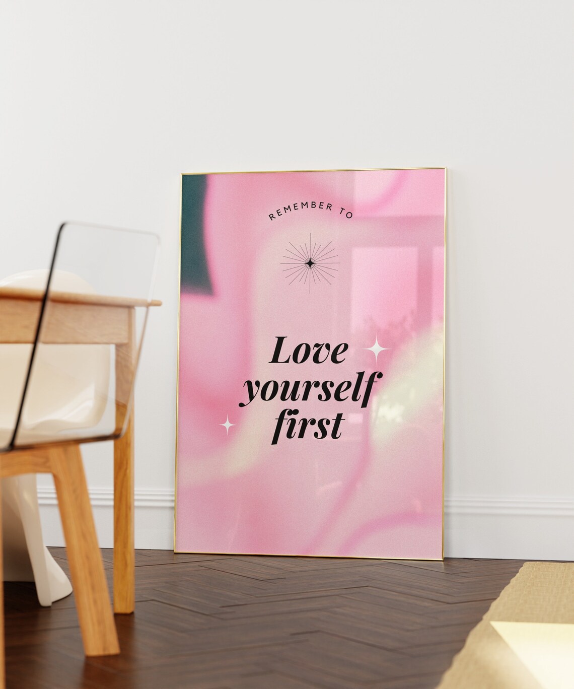 Love Yourself First Pink Swirl Self Love Feminist Quote Print - Image 3