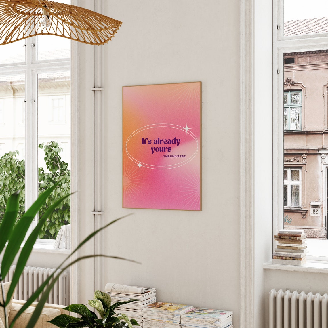 Its Already Yours Universe Pink Gradient Retro Sunburst Poster - Image 3