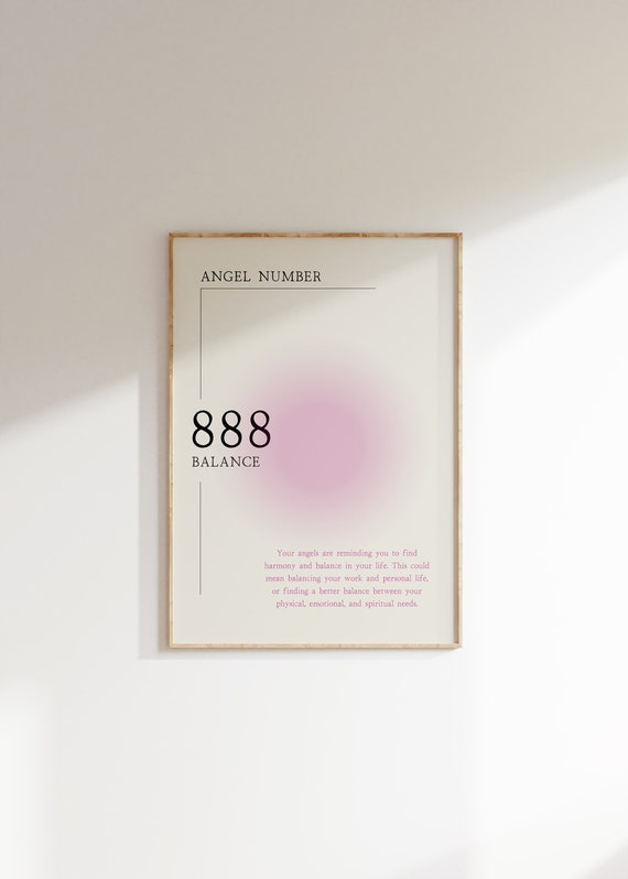 Angel Number 888 Minimalistic Print Spiritual Poster New Age Decor Art Positive Energy Home Decor Minimalist Wall Art