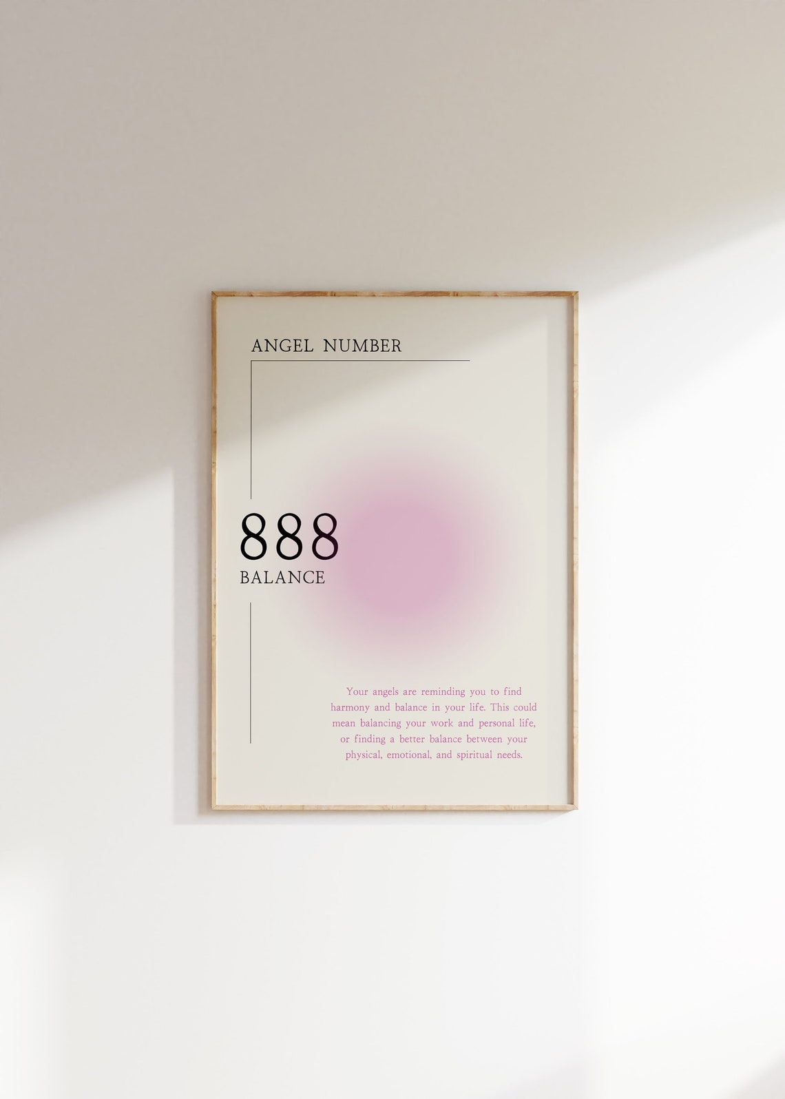 Angel Number 888 Balance Calm Pink Aura Spiritual Quote Poster
