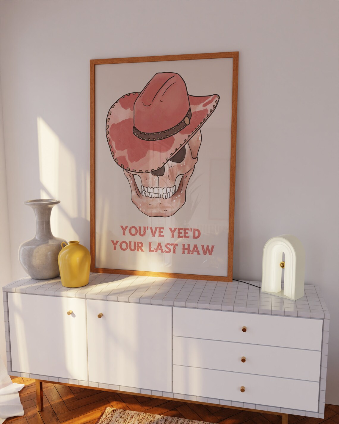Youve Yeed Your Last Haw Red Hat Cowboy Skull Funny Western Poster - Image 3