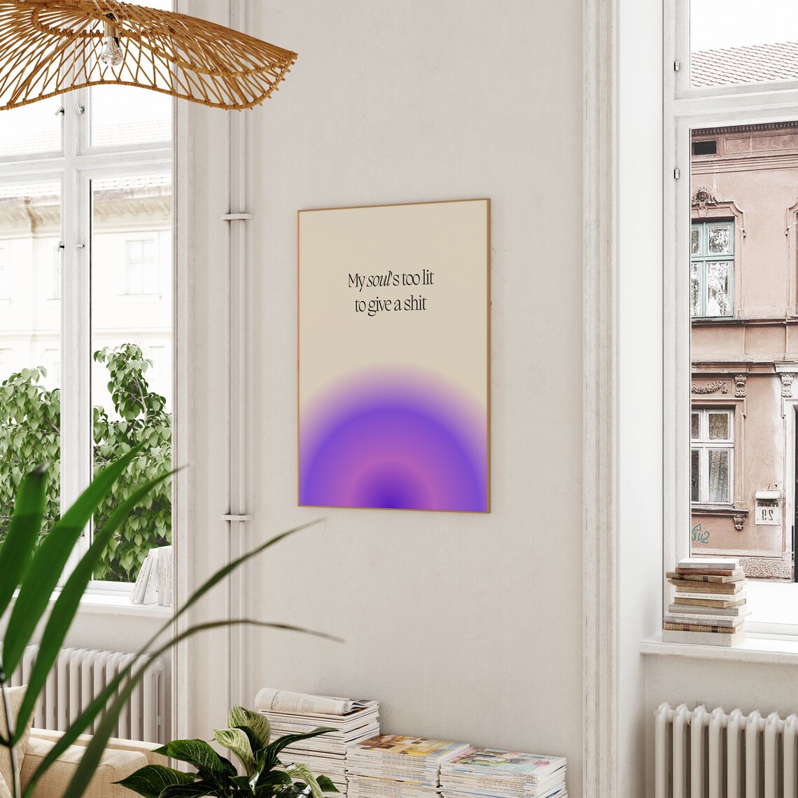 My Souls Too Lit to Give a Shit Funny Purple Aura Quote Print - Image 2