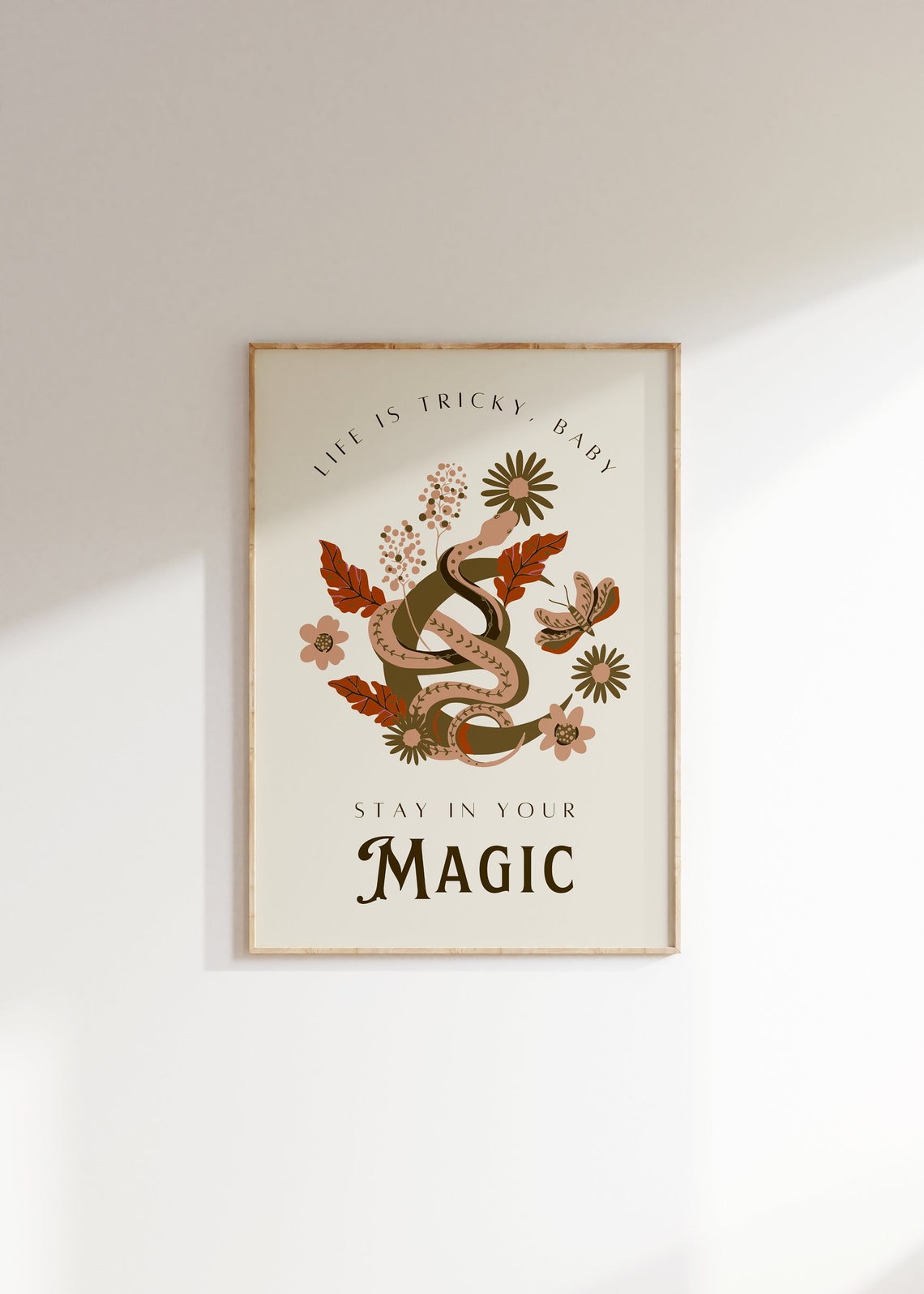 Witchy Wall Art Empowering Quote Poster Snake Wall Art Celestial Crescent Moon Wall Decor Earth Tone Wall Art Esoteric Mystical