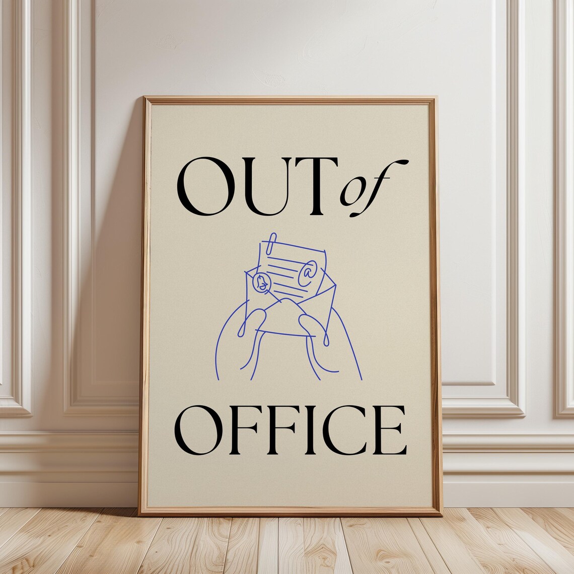 Out of Office Minimalist Quote Poster With Envelope Line Art Home Office