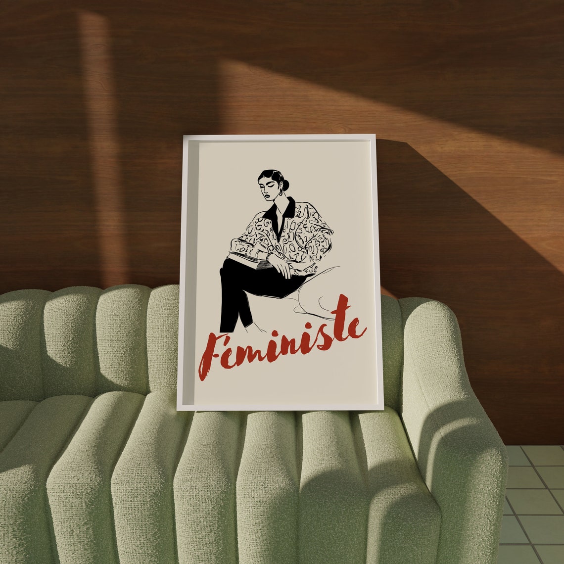 Feministe Elegant French Feminist Woman Reading Line Art Poster - Image 3