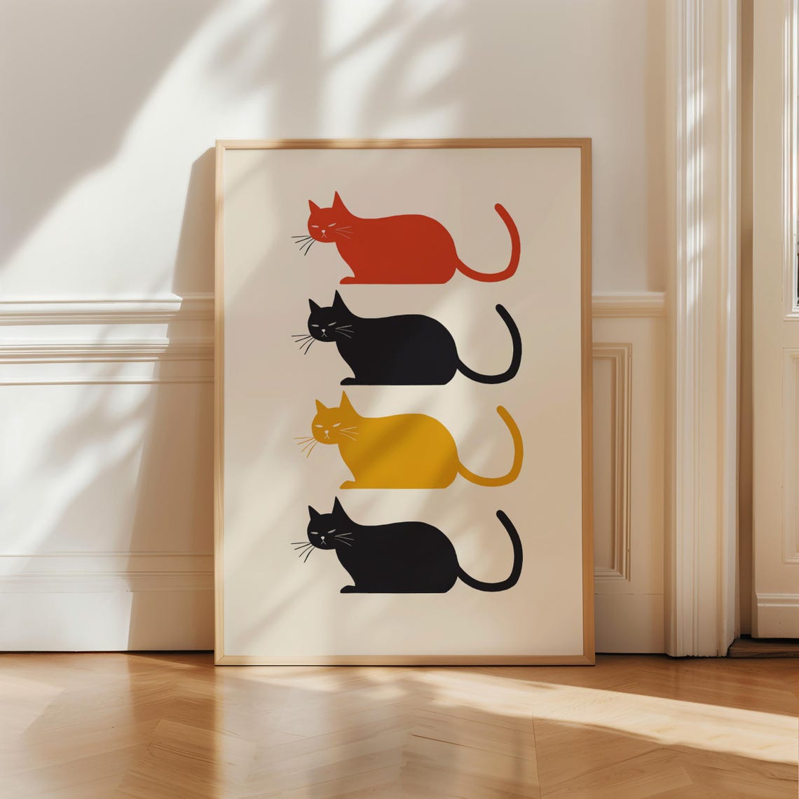 Cute Sleeping Cats Stack Colorful Retro Minimalist Kitten Poster - Image 3