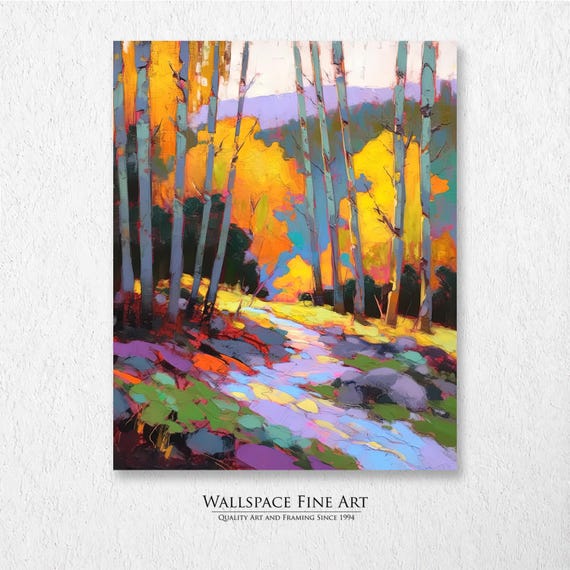Birch Trees Fall Colors Colorful Landscape Painting Wall Art Dcor Print Wallspace Fine 30001