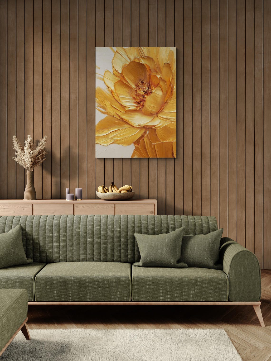 Gold Impasto Flower Close Up Textured Abstract Botanical Poster - Image 2