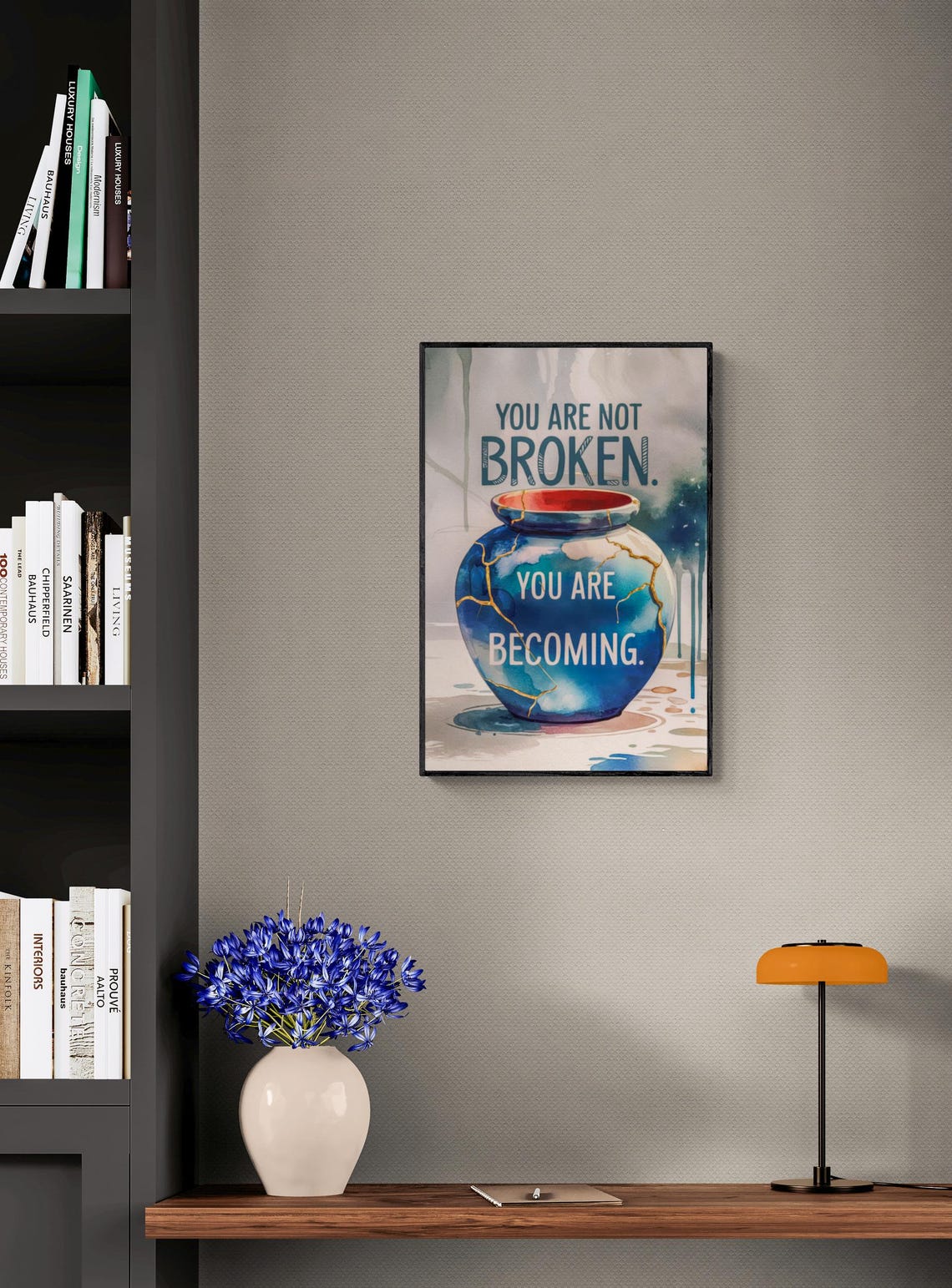 You Are Not Broken You Are Becoming Kintsugi Vase Motivational Poster - Image 3