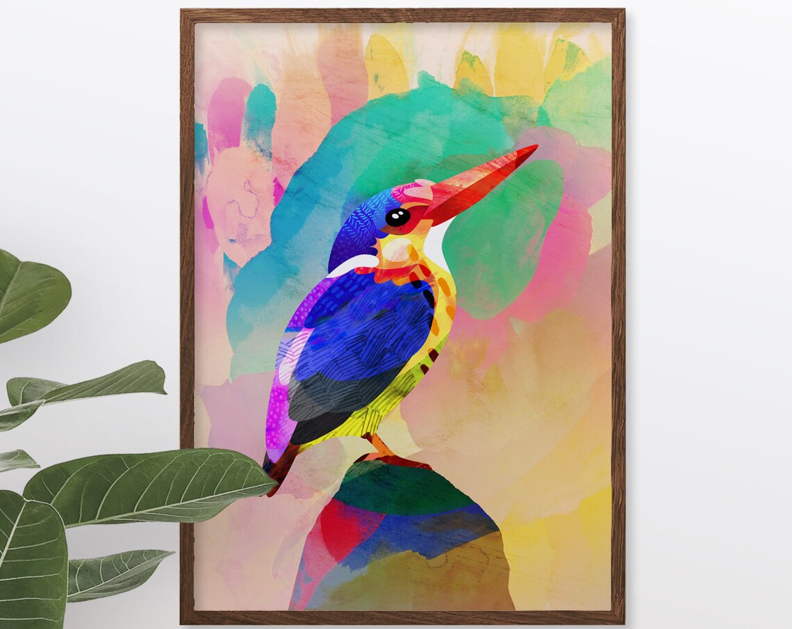 Kingfisher Bird Art Print, Wildlife Wall Art - Image 4